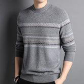 Mens Striped Crew Neck Pure Cashmere Sweater Cashmere Pullover